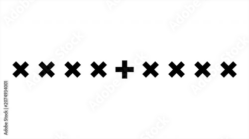 4K video overlay featuring an animated cross symbol that expands into a geometric array, creating a clean abstract transition with minimalist motion graphics