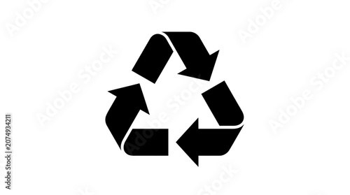Black recycling symbol icon isolated on white background.