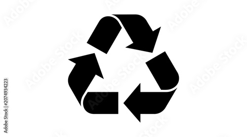 Black recycling symbol isolated on white background
