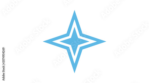 Blue four pointed star sparkle icon graphic