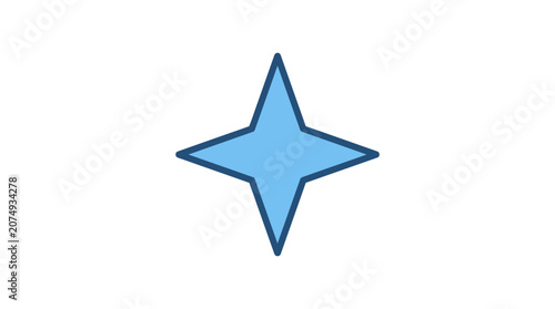 Blue four pointed star with thick border.