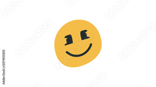 Yellow smiling face emoji with rectangular eyes.