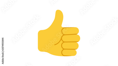 Yellow thumbs up hand gesture icon.