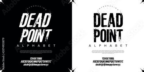 Tablou pe pânză DEAD POINT distressed grunge brush font with heavy ink splatter for horror and a