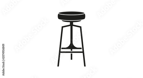 Minimalist Bar Stool Icon Isolated on White