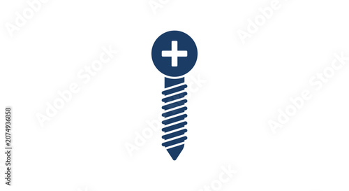 Metal Screw with Cross Head Icon Illustration