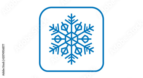 Blue Snowflake Winter Icon Isolated on White