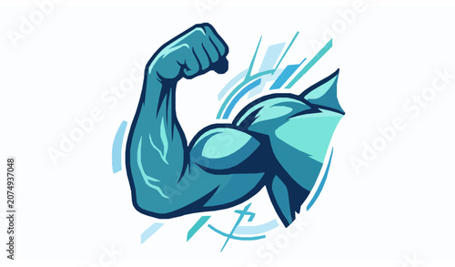 Foto Muscular bicep strength symbol vector illustration