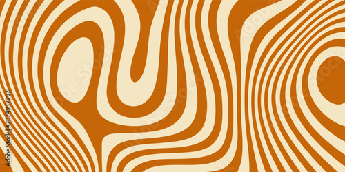 Sweet cocoa fudge drip and golden caramel syrup flow background. Vector illustration of creamy nougat wave pattern for snack packaging.