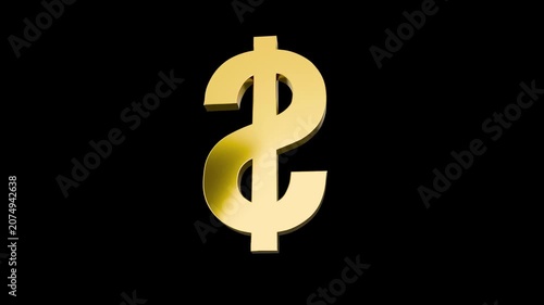 3D Gold Dollar Symbol Rotation, Finance, Wealth and Economy Concept
