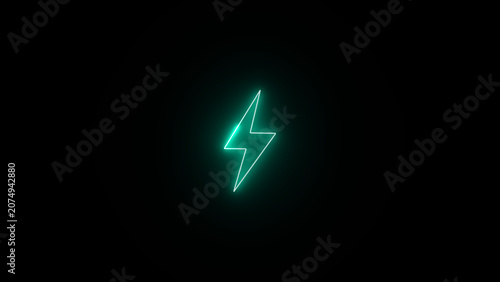 Energy neon electricity lighting bolt sign icon.