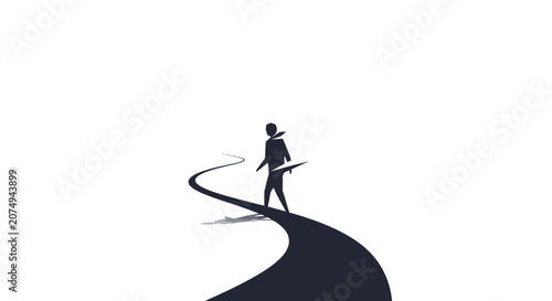 Man walking on a winding road with briefcase