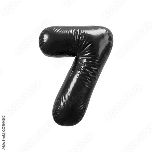 Trash bag number 7 - polyethylene bin liner digit isolated on white background. Perfect alphabet for creative illustrations related to Ecology, recycling, garbage...
