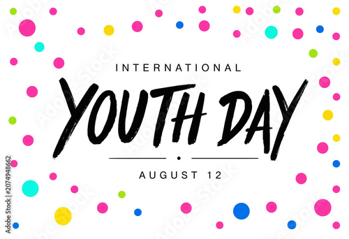 International Youth Day celebration with colorful dots on white background