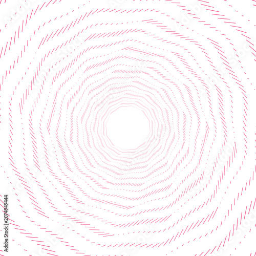 Geometric spiral pattern with subtle pink gradient and soft focus creating a sense of depth and movement
