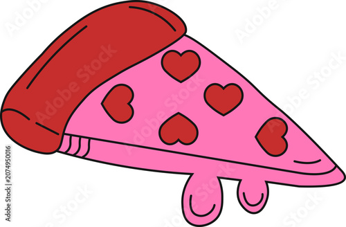 Valentine Day Doodle Sticker. Isolated on White Background.