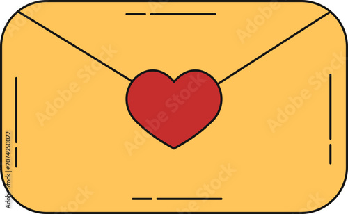 Valentine Day Doodle Sticker. Isolated on White Background.
