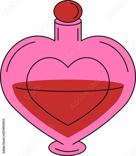 Valentine Day Doodle Sticker. Isolated on White Background.