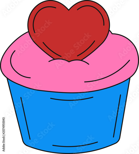 Valentine Day Doodle Sticker. Isolated on White Background.