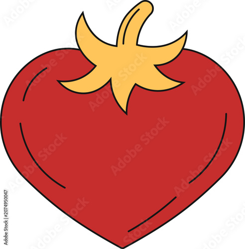 Valentine Day Doodle Sticker. Isolated on White Background.