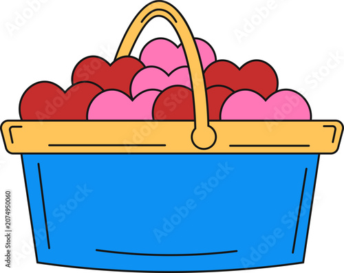 Valentine Day Doodle Sticker. Isolated on White Background.