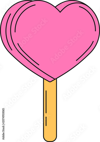 Valentine Day Doodle Sticker. Isolated on White Background.