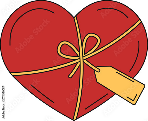 Valentine Day Doodle Sticker. Isolated on White Background.