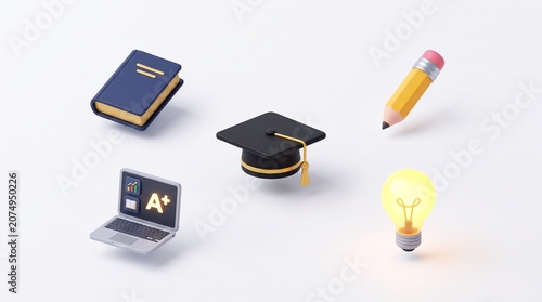 Minimalist Education and E-Learning Vector Icon Pack white Background