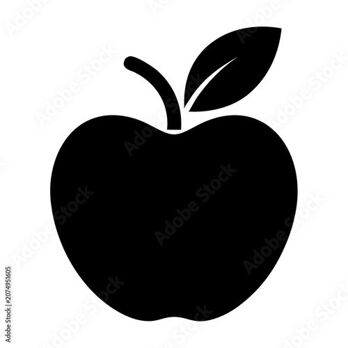 Apple Silhouette Vector Icon On White Background