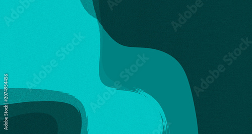 Turquoise Abstract Organic Paper Cut Background With Modern Minimal Shapes