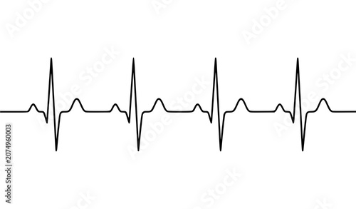 Konstfotografi Continuous Heartbeat Pulse One Line Drawing Minimal ECG Wave Vector Illustration