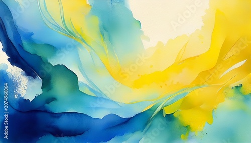Gra Blue And Yellow Watercolor Background