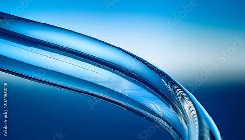 Clear Blue Glass Mobius Strip Rests Elegantly On A Soft Blue Gradient Background