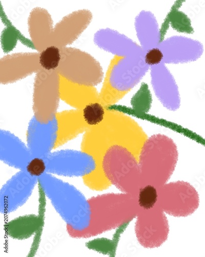 colorful flowers on white background