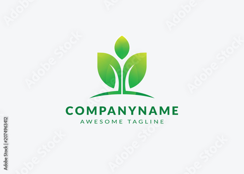 Modern Green Leaf Logo Template for Eco Friendly Brands