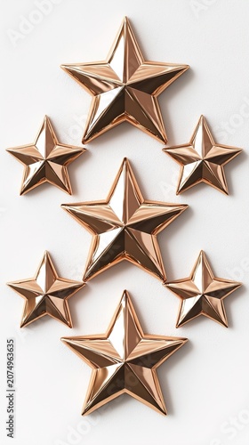Golden Star Icons Symbolizing Ranking and Success Against White Background