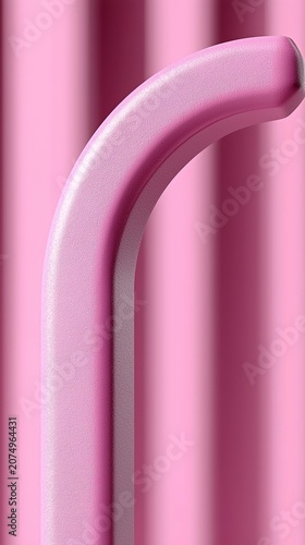 Close-up of a pink textured handle against a soft pink background
