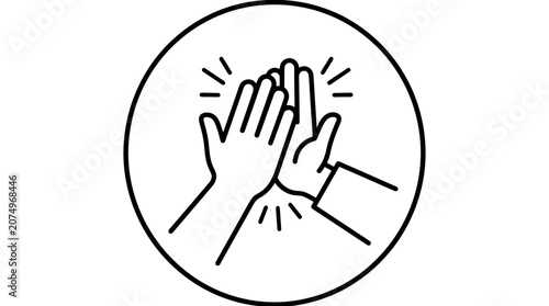 High five hand gesture line art icon.