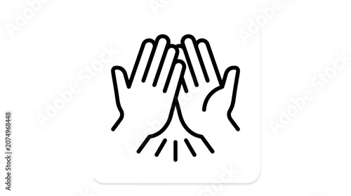 High five hand gesture line art icon.