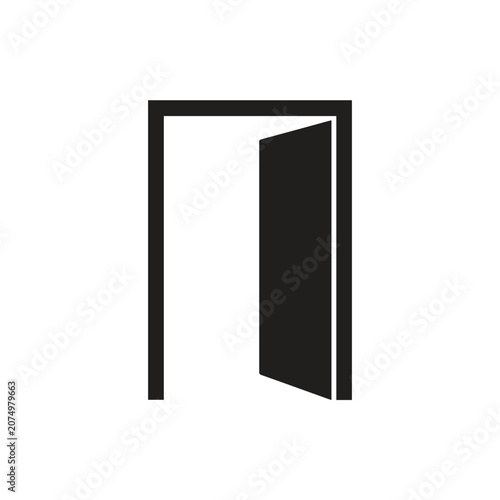 Obraz na płótnie Simple open door vector graphic symbol with entrance minimalist illustration