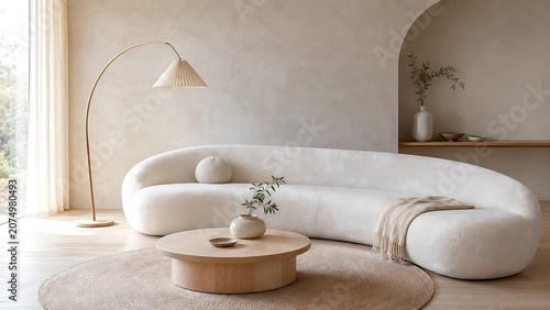 Soft Curved Sofa Living Room With Rounded Contemporary Decor