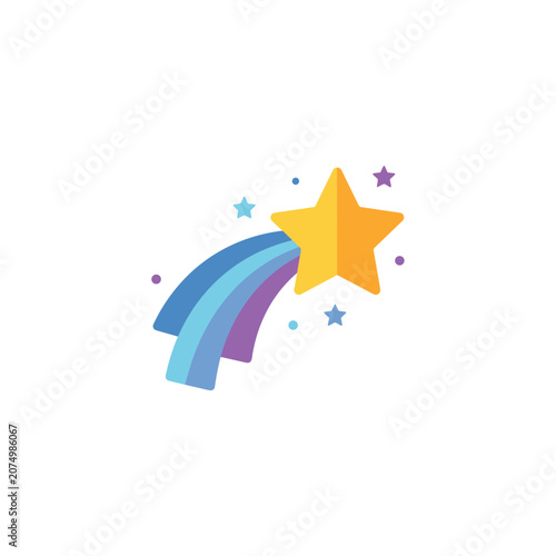 Magical shooting star with colorful trail and celestial accents