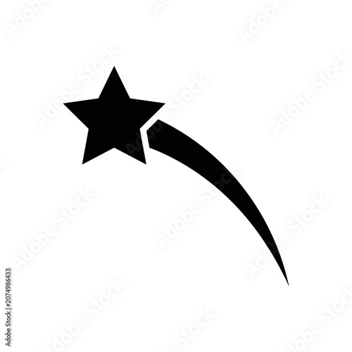 Falling star icon with a curved motion trail
