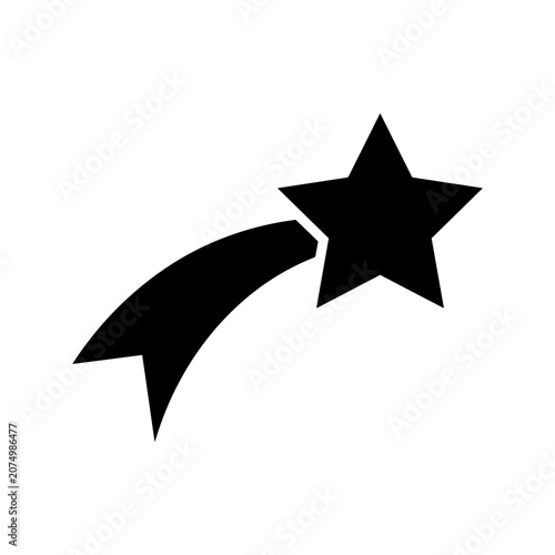Falling star silhouette with curved tail trail
