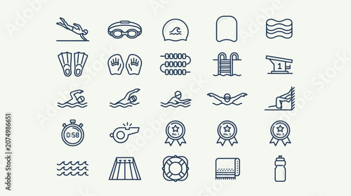 Swimming icons and symbols collection.
