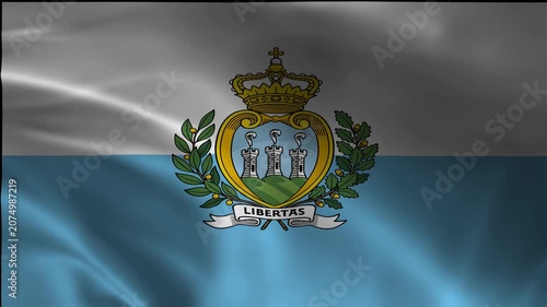 Ensign Motion Flag National San Marino Loop Footage Emblem Symbol Patriotism State Breeze Textile Backdrop Fluttering Flowing