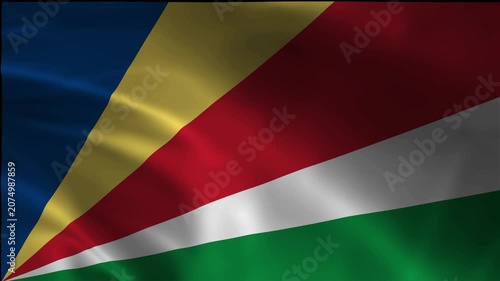 Loopable Flag Seychelles Emblem Movement Waving Patriotic Jack Wind Symbol Canvas Texture Background Flutter Video Render