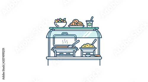 Foto A buffet setup displays various dishes at a catering event with food warmers