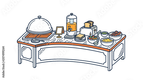 Obraz na płótnie A buffet table filled with various food items on display outdoors