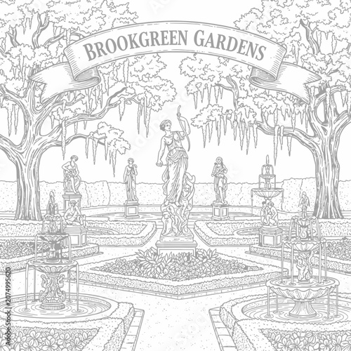 Brookgreen Gardens Sketch: Sculptures, Fountains, and Trees in a Classic Landscape